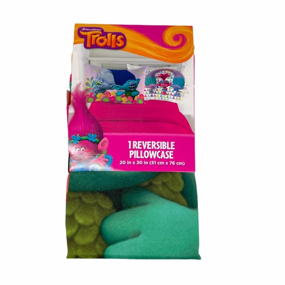 Trolls Branch and Poppy Reversible Pillowcase Twin - Picture 2 of 6